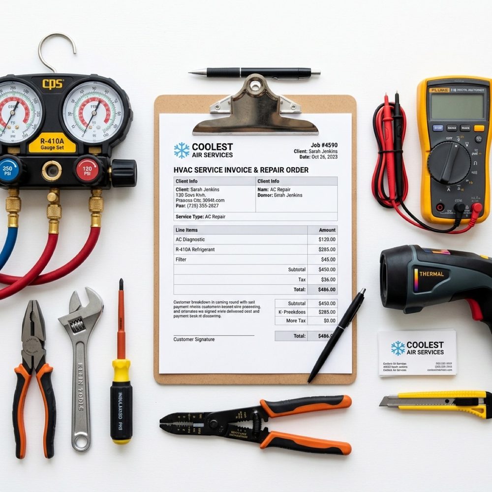 HVAC repair cost invoice and tools - Lake Nona AC pricing