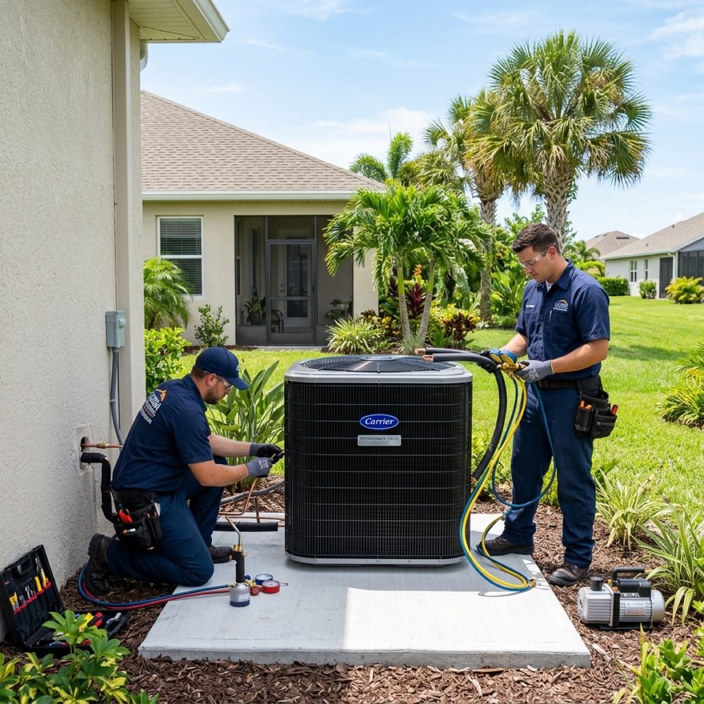 New AC system installation by HVAC technicians in Lake Nona Florida